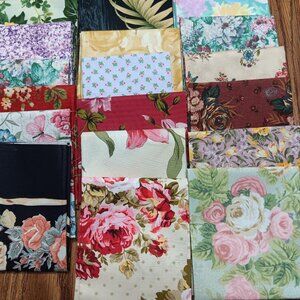 26 Assorted Floral Fat Quarters , Lilacs, Lillies, Roses New Fabric
